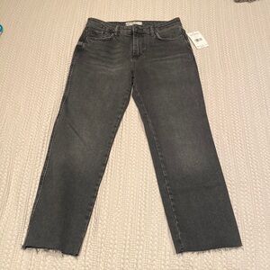 Free People NWT Black Cropped Raw Hem Mom Jean Size 27